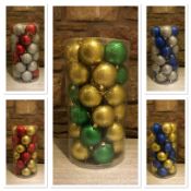18 X Set Of 40 Christmas Tree Glitter Baubles Assorted Colours