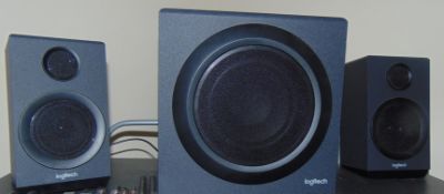 Area M8. A Three Speaker Logitech Speaker System For A Pc,