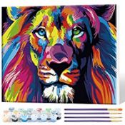 Toudorp Wooden Frame Paint by Numbers Animals for Adults - Lion