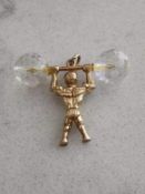 Solid Gold Weightlifter Charm