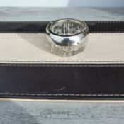 Cut Glass Salt With Solid Silver Rim