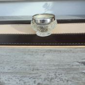 Cut Glass Salt With Solid Silver Rim