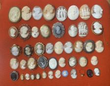 Antique 48 cameos including silver mounted