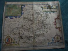 17th Cent. Atlas Map - Montgomeryshire - John Speed - Bassett & Chiswell Ca.1676