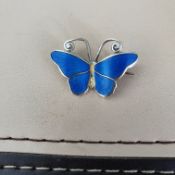 Norwegian silver and enamel butterfly brooch