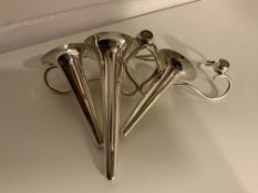 Antique Epergne Silver Plated Three Trumpet Centrepiece After Christopher Dresser