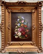 Still Life Of Flowers Oil On Canvas Stunning Gilded Frame English Signed 20Th C
