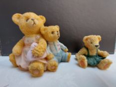 2 x Ornaments. Bear in Green Skirt, Pink and Blue Dressed Bears