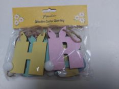 Easter Bunting - Wooden. £5 RRP each Pack. 10 Packs