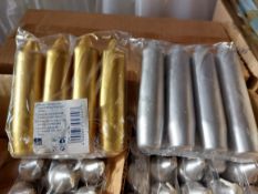 Gold and Silver Packs of Candles, Packs of 4. 10 Packs