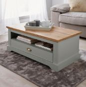 (59/2D) RRP £159. Hampton Coffee Table Ivory / Oak Effect. (Stock Photo For Illustrative Purposes...