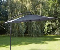 (103/2A) RRP £109. 3m Elton Cantilever Overhanging Parasol Grey. Crank Mechanism Makes It Easy To...
