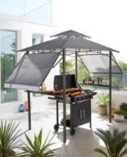 (31/P) RRP £189. BBQ Gazebo With Side Tables And Eaves Grey. Durable & Weather Resistant. Approx...