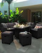 (2/P) RRP £1199 When Complete. Almalfi Lounge Dining Set With Firepit. (Please Note 4x Boxes In L...