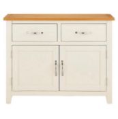 (10/P) RRP £219. Nofolk Two Tone Oak And Oak Veneer 2 Door 2 Drawer Sideboard Cream/Oak. Painted...