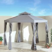 (15/P) RRP £239. 3.3m Hexagonal Gazebo Grey. Ideal For Providing Shade And Protection From The El...