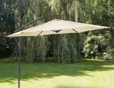 (109/P) RRP £109. 3m Elton Cantilever Overhanging Parasol Cream. Crank Mechanism Makes It Easy To...
