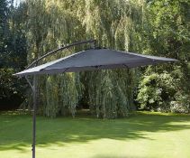 (34/P) RRP £109. 3m Elton Cantilever Overhanging Parasol Grey. Crank Mechanism Makes It Easy To O...