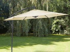 (116/P) RRP £109. 3m Elton Cantilever Overhanging Parasol Cream. Crank Mechanism Makes It Easy To...
