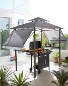 (32/P) RRP £189. BBQ Gazebo With Side Tables And Eaves Grey. Durable & Weather Resistant. Approx...