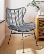 (68/5D) RRP £269. Erica Rattan Chair Grey. Made Of Sturdy, Easy-Care Rattan With A Durable Frame....