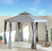 (33/6L) RRP £239. 3.3m Hexagonal Gazebo Grey. Ideal For Providing Shade And Protection From The E...