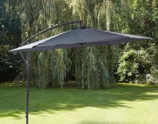 (82/P) RRP £109. 3m Elton Cantilever Overhanging Parasol Grey. Crank Mechanism Makes It Easy To O...