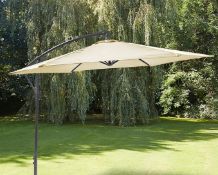 (108/P) RRP £109. 3m Elton Cantilever Overhanging Parasol Cream. Crank Mechanism Makes It Easy To...