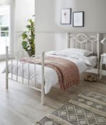 (104/2H) RRP £119. Sophia Metal Bed Frame Single White. The Single Size Features Metal Slats Whil...