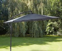 (37/P) RRP £109. 3m Elton Cantilever Overhanging Parasol Grey. Crank Mechanism Makes It Easy To O...