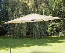 (107/P) RRP £109. 3m Elton Cantilever Overhanging Parasol Cream. Crank Mechanism Makes It Easy To...