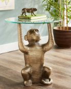 (50/2C) RRP £149. Monkey Side Table Antique Gold. Dimensions: (H52 x W46 x D46cm). (Unit Has Dam...