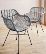 (70/5C) RRP £120. Emilo Rattan Dining Chair Grey. Vintage Style With A Contemorary Twist. Dimensi...