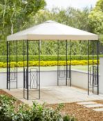 (11/P) RRP £199. 2.5m PVC Decorative Square Gazebo Natural/Black. The Canopy Has A Pa Coating To...