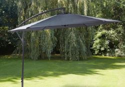 (110/P) RRP £109. 3m Elton Cantilever Overhanging Parasol Grey. Crank Mechanism Makes It Easy To...