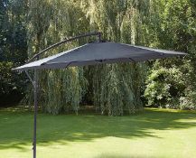 (83/5F) RRP £109. 3m Elton Cantilever Overhanging Parasol Grey. Crank Mechanism Makes It Easy To...