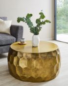 (76/6L) RRP £229. Melia Metal Coffee Table Antique Gold Finish. Handcrafted With A Beautiful Lust...