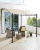 (25/P) RRP £229. 3.5m Wall Gazebo Natural. Durable & Weather Resistant. Roof Canopy Can Be Easily...