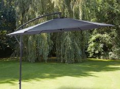 (84/5E) RRP £109. 3m Elton Cantilever Overhanging Parasol Grey. Crank Mechanism Makes It Easy To...
