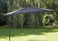 (35/P) RRP £109. 3m Elton Cantilever Overhanging Parasol Grey. Crank Mechanism Makes It Easy To O...
