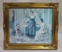 Romantic Interior Print Set in Gilt Frame