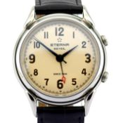 Title: Eterna / Reveil Alarm - Black Strap - Gentlmen's Steel Wrist WatchDescription: Brand : Eterna