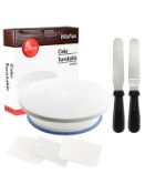 Wisfox Rotating Cake Decorating Plate With 2 Angled Palette Knife Set, Icing Smoother - for Baking..