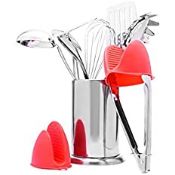 11-Piece Stainless Steel Kitchen Utensil Set, Non-Stick, Heat Resistant Cooking