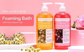 Spa Luxetique New Sealed Sets of 2 755ml Rose and Chamomile Foaming Bath
