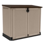 (91/Mez/P) RRP £135. Keter Store It Out MIDI Beige/Brown. 880L Storage Capacity. Stylish Wood Eff...