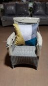 (40/Mez) RRP £100. Hartington Florence Collection Rattan Dining Chair With 1x Velvet Quilted Cush...