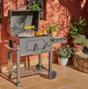 (73/Mez/P) RRP £180. Texas Franklin Charcoal BBQ. Can Cook Up To 20 Burgers At A Time. Chrome Pla...