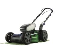 (64/Mez/1F) RRP £349. Powerbase 46cm Cordless Lawnmower 40V. (2x Battery & 1x Dual Charger Seen)....