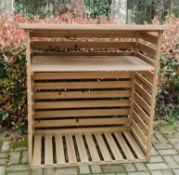 (46/Mez/P) RRP £95. Wooden Log Store (1.23 x 1.16M). Slatted Design To Ensure Logs Are Aired. Rai...